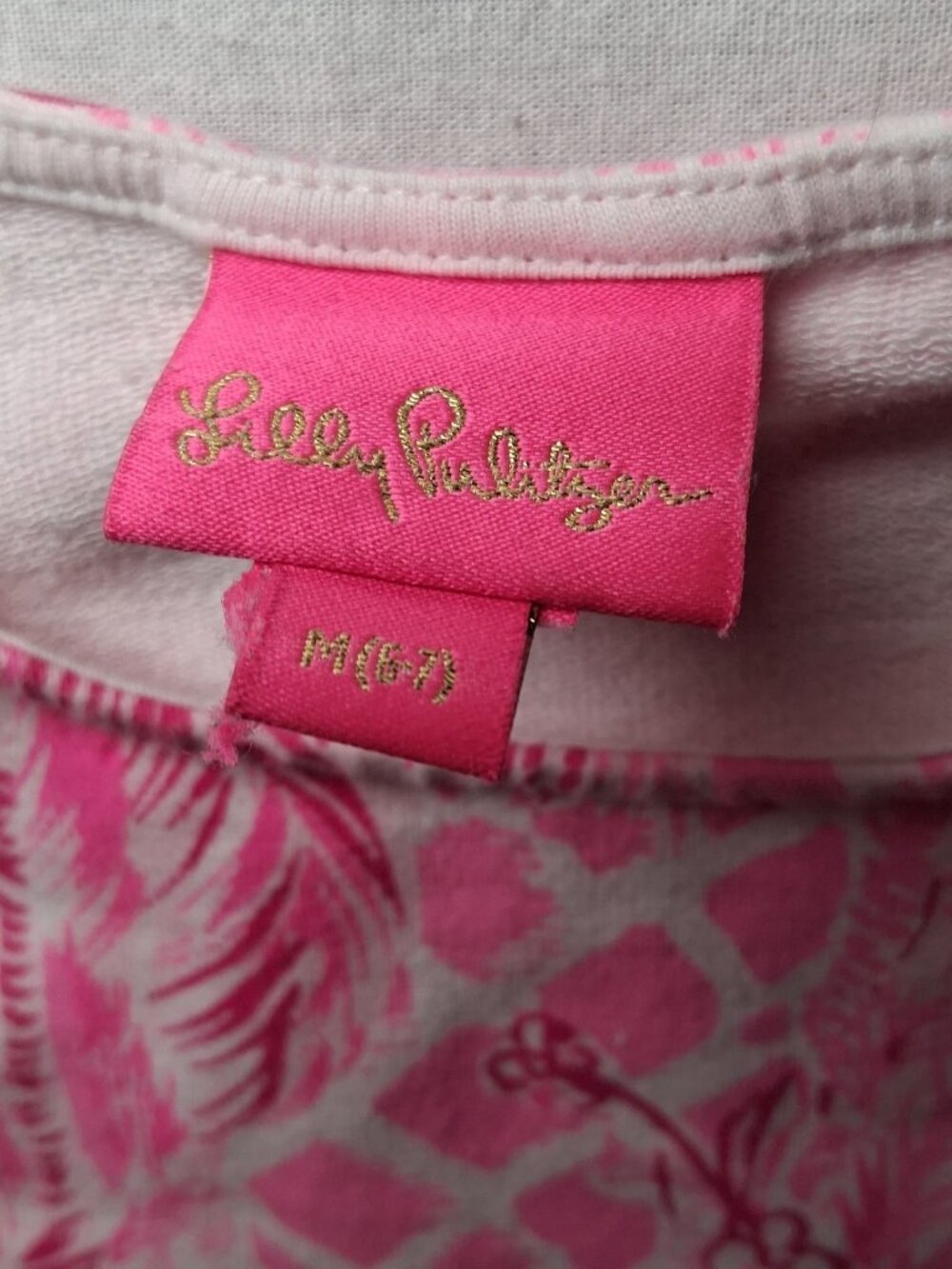 Lilly Pulitzer Kailyn Dress Girls Medium 6-7 Pink Blossom Palm Beach Paradise - Picture 3 of 12